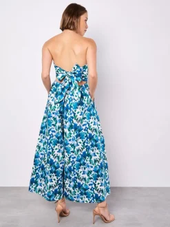 Bleu - Combinaison Apricot Ikat Floral Imprimé Bardot 100% coton