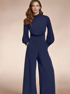 Bleu - Combinaison Hot Squash Jambe large à manches bouffantes