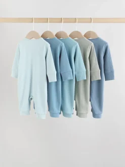 Bleu - Combinaisons de nuit à fermeture éclair pour bébés 5 Pack (0mths-3yrs)