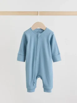 Bleu - Combinaisons de nuit à fermeture éclair pour bébés 5 Pack (0mths-3yrs)