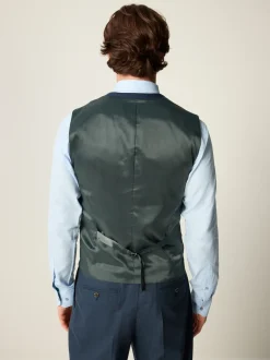 Bleu - Coupe ajustée Gilet en flanelle texturée