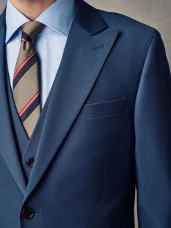 Bleu - Coupe ajustée Wool Blend Motionflex Costume Veste