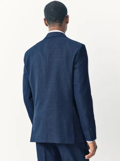 Bleu - Coupe sur mesure - Veste de costume texturée en laine Blend