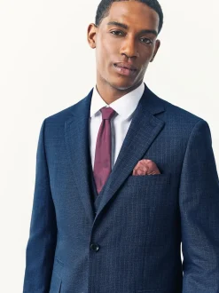 Bleu - Coupe sur mesure - Veste de costume texturée en laine Blend