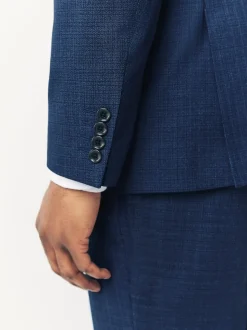 Bleu - Coupe sur mesure - Veste de costume texturée en laine Blend