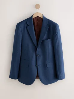 Bleu - Coupe sur mesure - Veste de costume texturée en laine Blend