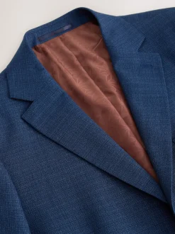 Bleu - Coupe sur mesure - Veste de costume texturée en laine Blend