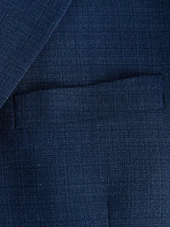 Bleu - Coupe sur mesure - Veste de costume texturée en laine Blend