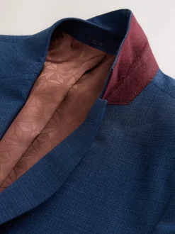 Bleu - Coupe sur mesure - Veste de costume texturée en laine Blend