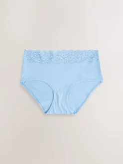 Bleu - Culotte en coton et dentelle 7 Pack