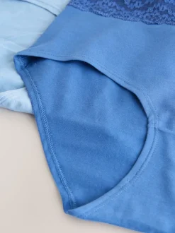 Bleu - Culotte en coton et dentelle 7 Pack