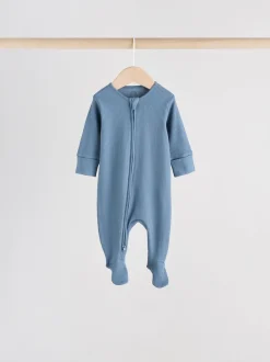 Bleu - Dors-bien bébé à fermeture éclair bidirectionnelle (0-2ans)