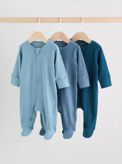 Bleu - Dors-bien bébé à fermeture éclair bidirectionnelle (0-2ans)