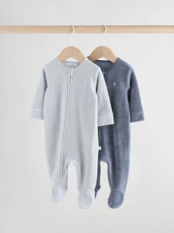 Bleu - Dors-bien bébé en velours à fermeture éclair bidirectionnelle, lot de 2 (0mois-2ans)