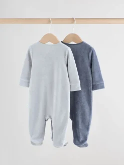 Bleu - Dors-bien bébé en velours à fermeture éclair bidirectionnelle, lot de 2 (0mois-2ans)