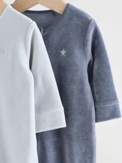 Bleu - Dors-bien bébé en velours à fermeture éclair bidirectionnelle, lot de 2 (0mois-2ans)