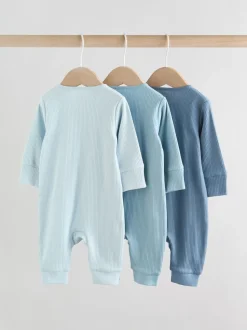 Bleu - Dors-bien bébé sans pieds à fermeture éclair bidirectionnelle, lot de 3 (0-3ans)