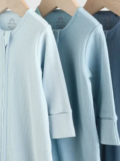 Bleu - Dors-bien bébé sans pieds à fermeture éclair bidirectionnelle, lot de 3 (0-3ans)