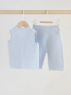 Bleu - Ensemble haut et Leggings en maille BÉBÉ 2 Pieces (0mois-2ans)