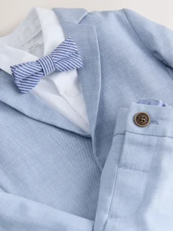 Bleu - Ensemble pantalon blazer et nœud papillon (3mois à9ans)