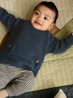 Bleu - Ensemble pull et legging en maille bébé (0 mois-2 ans)