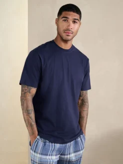 Bleu - Ensemble pyjama à carreaux à manches courtes