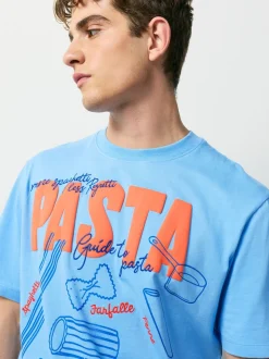 Bleu - Ensemble pyjama graphique en jersey à manches courtes