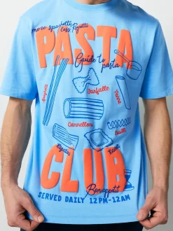 Bleu - Ensemble pyjama graphique en jersey à manches courtes