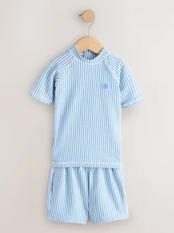 Bleu - Ensemble rash texturé et Shorts de bain (3mois-7ans)