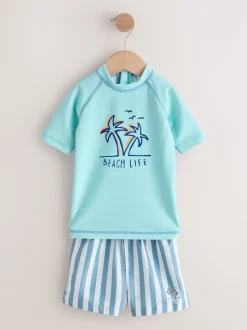 Bleu - Ensemble Sunsafe Rash Gilet et short de bain (3mois-7ans)