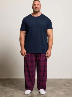 Bleu - Ensemble t-shirt BadRhino Big & Tall à carreaux et bas de pyjama