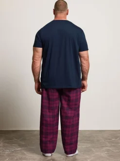 Bleu - Ensemble t-shirt BadRhino Big & Tall à carreaux et bas de pyjama