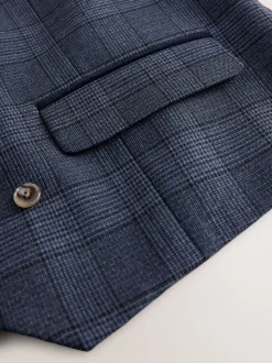 Bleu - Gilet de costume à carreaux