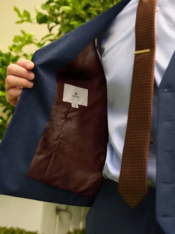 Bleu - Gilet de costume en laine Blend texturée