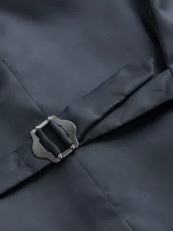 Bleu - Gilet de costume en laine mérinos mélangée