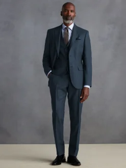 Bleu - Gilet de costume en flanelle de laine et cachemire mélangés Signature Zignone