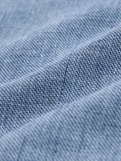 Bleu - Gilet de costume en lin Blend texturé