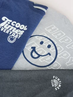 Bleu / Gris Slogan - Lot de 3 pyjamas décontractés (9mois à10ans)