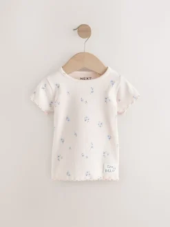 Bleu - Hauts côtelés à manches courtes Lot 5 (3mois7ans)