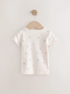 Bleu - Hauts côtelés à manches courtes Lot 5 (3mois7ans)