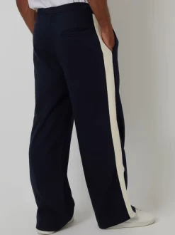 Bleu - Joggings Threadbare à jambe large à rayures latérales