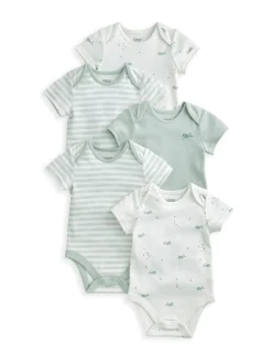 Bleu - Lot 5 bodys Mamas & Papas bleus 100% coton à manches courtes