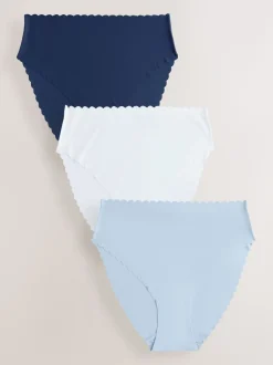 Bleu - Lot 3 culottes festonnées invisibles