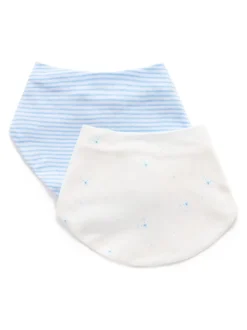 Bleu - Lot de 2 bavoirs Purebaby Essential Dribble