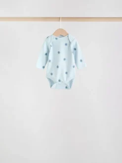 Bleu - Lot de 5 bodys à manches longues pour bébé