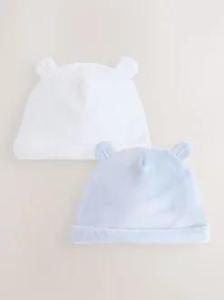 Bleu - Lot de 2 bonnets bébé en velours (0-12mois)