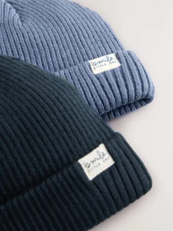 Bleu - Lot de 2 bonnets en maille bébé (0mois-2ans)