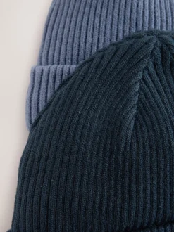 Bleu - Lot de 2 bonnets en maille bébé (0mois-2ans)