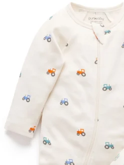 Bleu - Lot de 2 combinaisons zippées imprimées Purebaby
