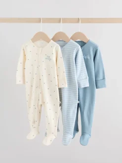 Bleu - Lot de 3 dors-bien bébé zippés (0-2ans)